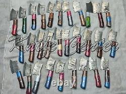 7.5'' Handmade Damascus Steel Hunting Skinner Knives, Mini Chopper Lot of 25 PCs