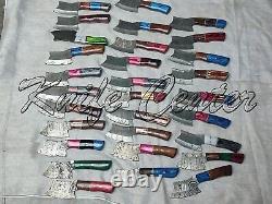 7.5'' Handmade Damascus Steel Hunting Skinner Knives, Mini Chopper Lot of 25 PCs