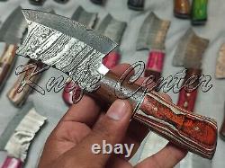 7.5'' Handmade Damascus Steel Hunting Skinner Knives, Mini Chopper Lot of 25 PCs