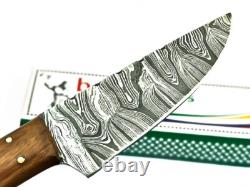 8.4 CUSTOM HANDMADE DAMASCUS Steel Dagger Hunting Knife Skinner with Stain Wood