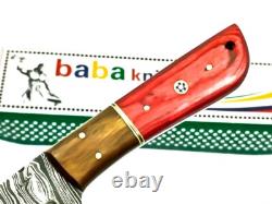 8.4 CUSTOM HANDMADE DAMASCUS Steel Dagger Hunting Knife Skinner with Stain Wood