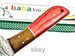 8.4 CUSTOM HANDMADE DAMASCUS Steel Dagger Hunting Knife Skinner with Stain Wood