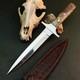 8.4 Stainless Dagger Knife Full Tang Wood Handle Fix Blade Leather Sheath