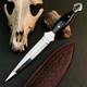 9.2 Stainless Dagger Knife Full Tang Bone Handle Fix Blade Leather Sheath