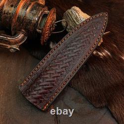 9.4 Dagger knife Handmade Damascus Knife Full Tang Resin Handle + Sheath