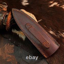 9.4 Dagger knife Handmade Damascus Knife Full Tang Resin Handle + Sheath