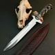9.4 Stainless Dagger Knife Full Tang Resin Handle Fix Blade Leather Sheath