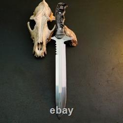 9.4 Stainless Dagger Knife Full Tang Resin Handle Fix Blade Leather Sheath