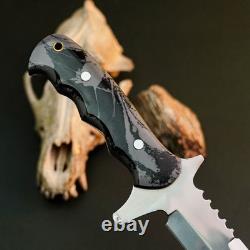 9.4 Stainless Dagger Knife Full Tang Resin Handle Fix Blade Leather Sheath