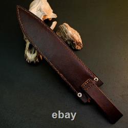 9.4 Stainless Dagger Knife Full Tang Resin Handle Fix Blade Leather Sheath
