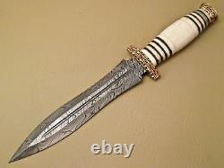 A Fantastic Double Edge Custom Handmade 13 Inches In Damascus Steel Dagger