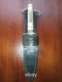 ANTIQUE BOWIE FIGHTING KNIFE DAGGER HORN HILT BRASS GUARD Calif 1850s