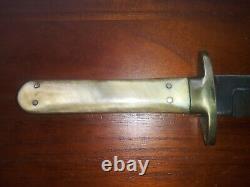 ANTIQUE BOWIE FIGHTING KNIFE DAGGER HORN HILT BRASS GUARD Calif 1850s