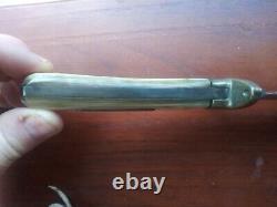 ANTIQUE BOWIE FIGHTING KNIFE DAGGER HORN HILT BRASS GUARD Calif 1850s