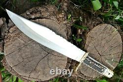 ANTIQUE HANDMADE HUNTING Dagger BOWIE KNIFE CAMPING Stag ANTLER Handle Sheath