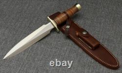 ASS Classic Handmade D-2 Steel Stacked Leather Hunting Dagger Bowie With Sheath