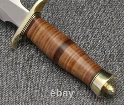 ASS Classic Handmade D-2 Steel Stacked Leather Hunting Dagger Bowie With Sheath