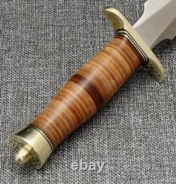 ASS Classic Handmade D-2 Steel Stacked Leather Hunting Dagger Bowie With Sheath