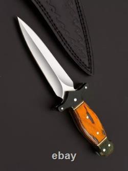 ASS Custom Handmade D2 Steel Dagger, Boot, Survival, Combat, Hunting Knife WithSheath