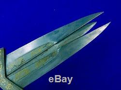 Antique 19 Century Indian India Katar Scissors Engraved Fighting Knife Dagger