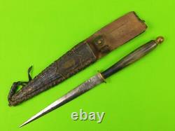 Antique 19 Century US Engraved Dagger Fighting Knife with Sheath