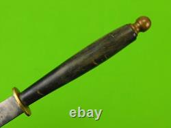 Antique 19 Century US Engraved Dagger Fighting Knife with Sheath