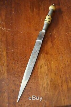 Antique 19th century Gaucho knife VENENOZA dagger sword dragon blade bone handle