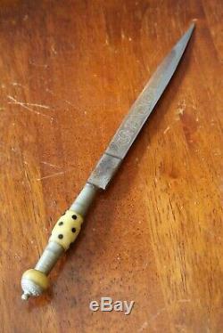 Antique 19th century Gaucho knife VENENOZA dagger sword dragon blade bone handle