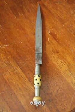 Antique 19th century Gaucho knife VENENOZA dagger sword dragon blade bone handle