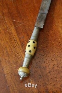 Antique 19th century Gaucho knife VENENOZA dagger sword dragon blade bone handle