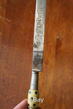 Antique 19th century Gaucho knife VENENOZA dagger sword dragon blade bone handle