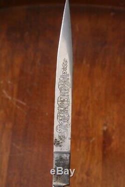 Antique 19th century Gaucho knife VENENOZA dagger sword dragon blade bone handle