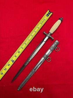 Antique Austria WW1 Navy Officer's Engraved Dagger Fighting Knife with Scabbard