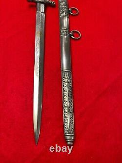 Antique Austria WW1 Navy Officer's Engraved Dagger Fighting Knife with Scabbard