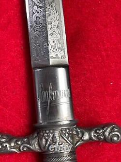 Antique Austria WW1 Navy Officer's Engraved Dagger Fighting Knife with Scabbard