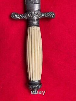 Antique Austria WW1 Navy Officer's Engraved Dagger Fighting Knife with Scabbard