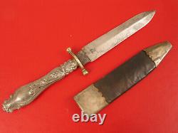 Antique CIVIL War Era Dirk Dagger Fighting Knife Etched Blade Unknown Maker