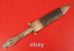 Antique CIVIL War Era Dirk Dagger Fighting Knife Etched Blade Unknown Maker