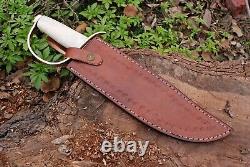 Antique Custom Handmade D2 Hunting Tactical Dagger Knife Brass Bone Handle