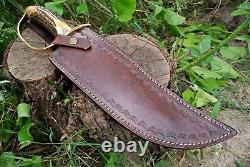 Antique Custom Made D2 Steel Hunting Camp Tactical Dagger Knife Bowie Stag