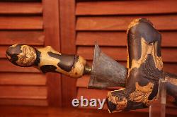 Antique Large Hand Made Indonesia Kris Keris Meteoric High Detail Dagger, Knife