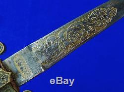 Antique Old 19 Century Spanish Spain Toledo 1867 Engraved Dagger Fighting Knife