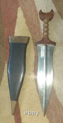 Antique Pugio Dagger Sheath Knife Roman Wood Handle