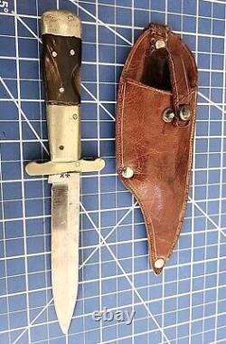 Antique Sheffield Steel No6 Folding Dagger Fighting Knife Horn Handles! With