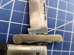 Antique Sheffield Steel No6 Folding Dagger Fighting Knife Horn Handles! With