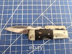 Antique Sheffield Steel No6 Folding Dagger Fighting Knife Horn Handles! With