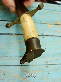 Antique Spanish Military Stag Eaglehead Curved Fighting Dagger Knife Knives Old