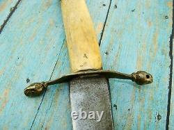 Antique Spanish Military Stag Eaglehead Curved Fighting Dagger Knife Knives Old