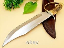 Antique Stag Antler Custom Handmade Hunting Dagger Bowie Knife