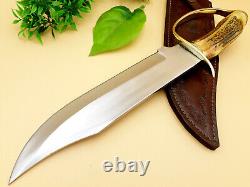 Antique Stag Antler Custom Handmade Steel Hunting Tactical Dagger Bowie Knife